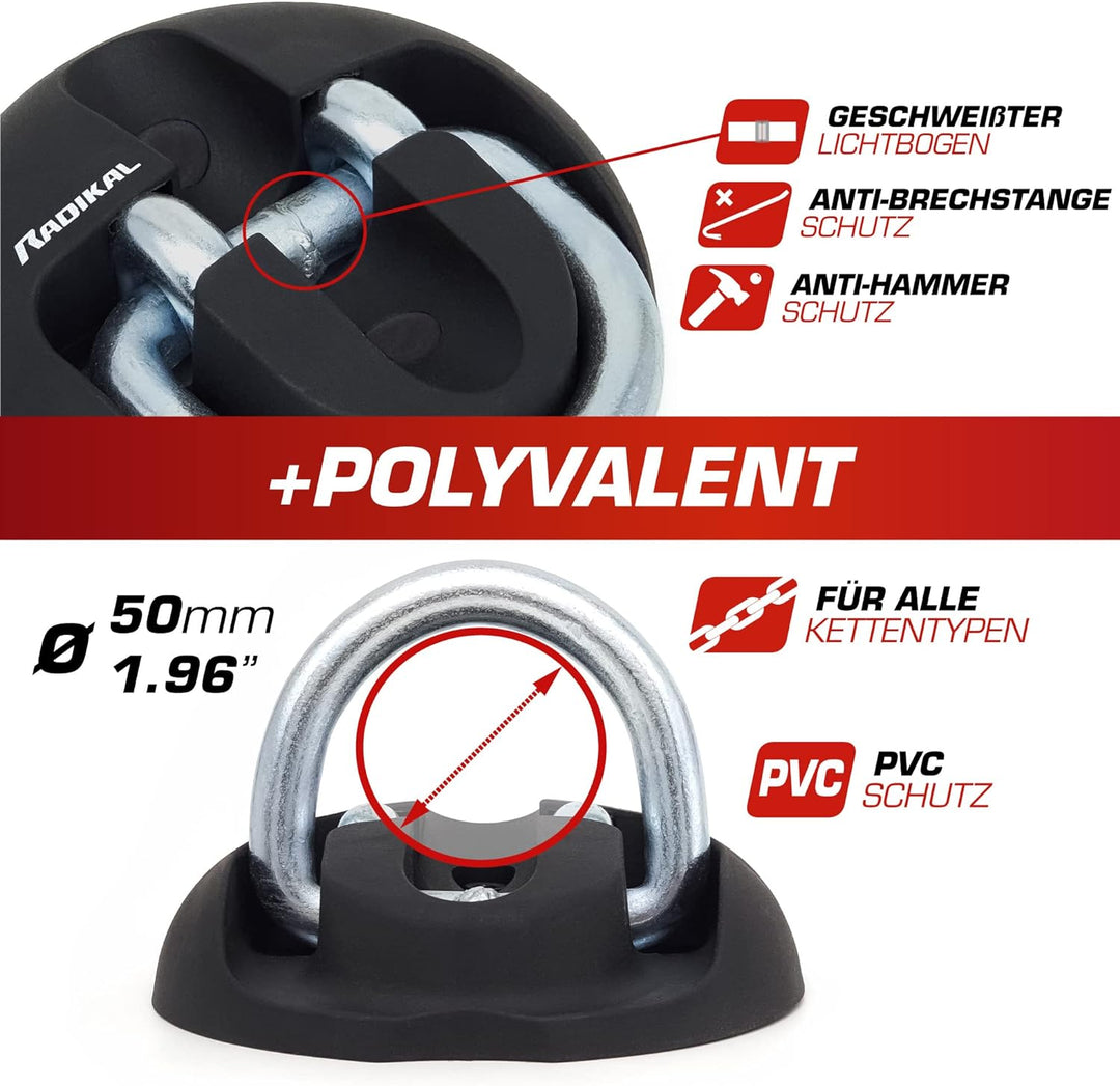 RADIKAL RK54 Wandanker Bodenanker für Motorrad, Wohnwagen, Anhängergarage, hochfester Stahl mit Schw