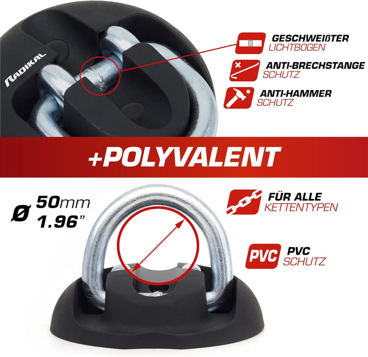 RADIKAL RK54 Wandanker Bodenanker für Motorrad, Wohnwagen, Anhängergarage, hochfester Stahl mit Schw