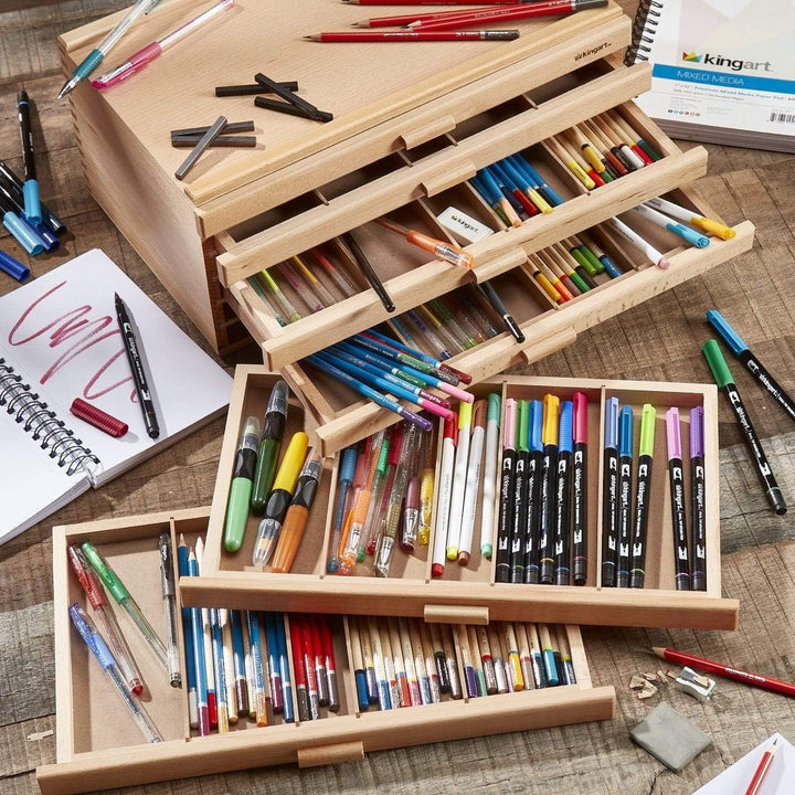 KINGART 723N Studio, 6 Schubladen, designte Aufbewahrung für Kunstmaterialien, natürliches Finish Kü