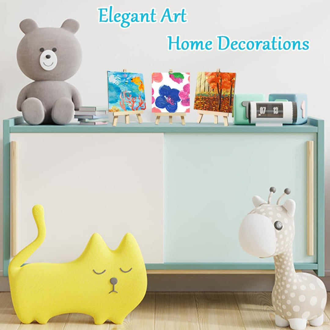 32Pcs Mini leinwand und Staffelei Set, XingyLi 8 kleine Leinwand Kunsttafeln mit 8 Künstler Dreieck