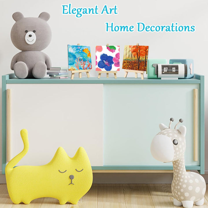 32Pcs Mini leinwand und Staffelei Set, XingyLi 8 kleine Leinwand Kunsttafeln mit 8 Künstler Dreieck