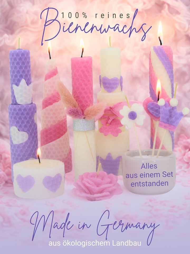 Bienenwachs Kerzen selber machen Set für 10 Bienenwachskerzen, DIY Bastelset bunt für Kinder & Erwac