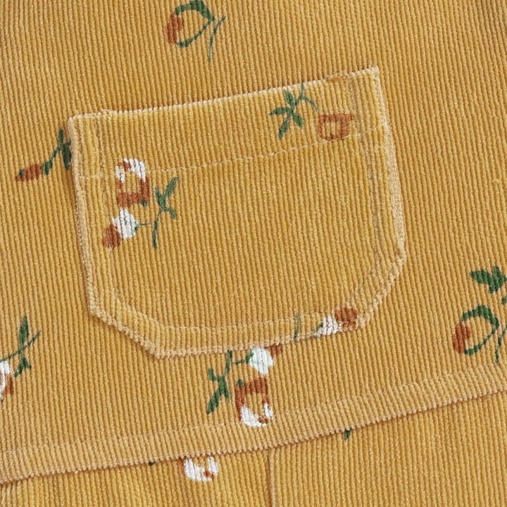 Baby Mädchen Kleidung Rippstrick Langärmelig Oberteile Blumenmuster Hosenträgerhose mit Tasche Outfi