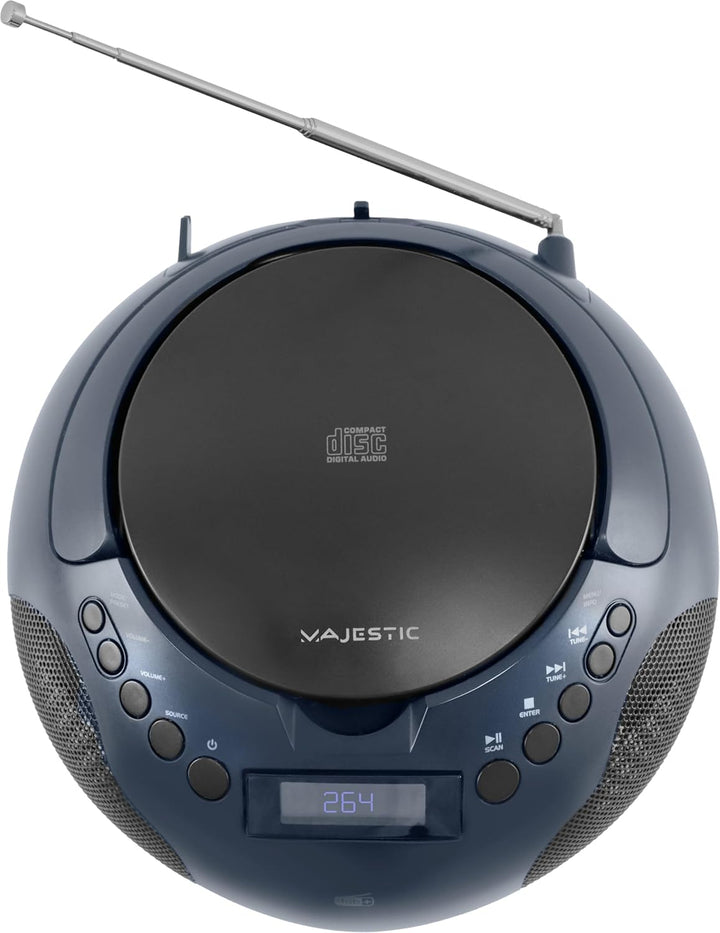 Majestic AH 264 DAB Boom Box mit CD-Player, DAB- und FM-Radio, AUX-IN, Schwarz