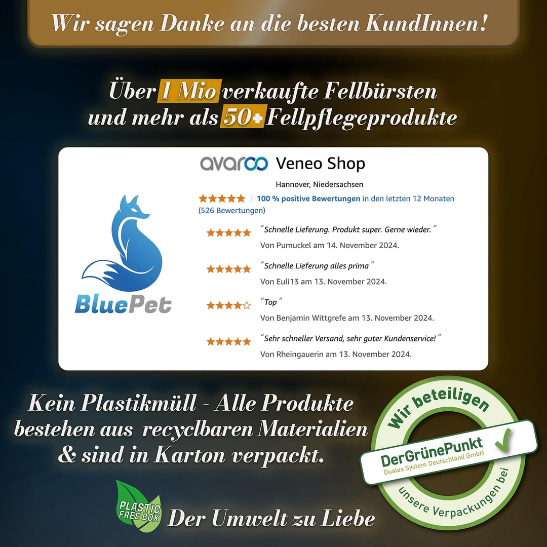 BluePet LIMITED Katzenbürste & Hundebürste Kurzhaar zum Entfernen von losem Fell & Unterwolle I Bis