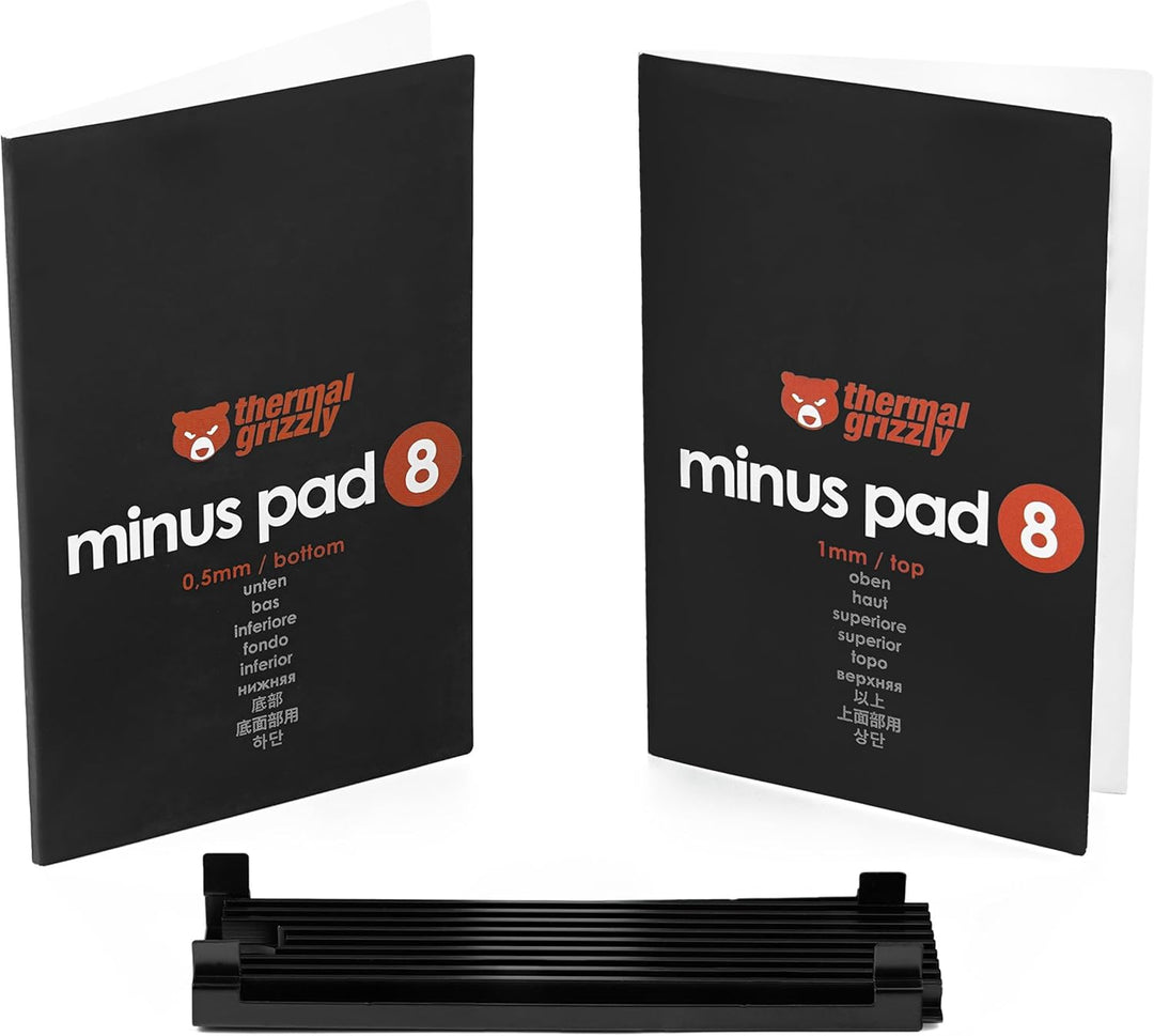 Thermal Grizzly - M.2 SSD Cooler - Inklusive 2x Minus Pad 8 Thermal Pads - Passiv Kühler für Next Ge