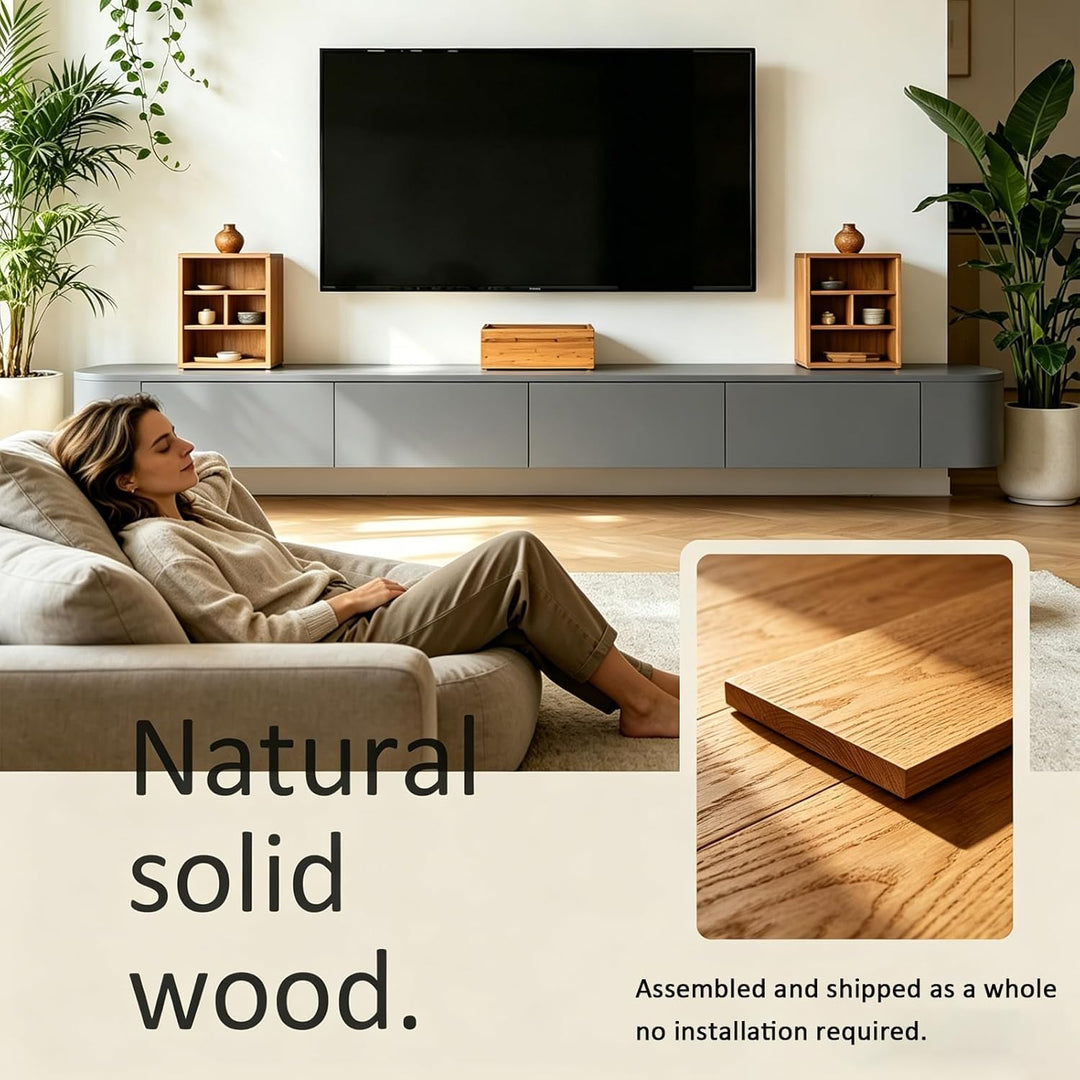 TV Schrank Hängend 240cm, Schwebende TV Lowboard mit 2 Schubladen 2 Klapptüren, Fernsehschrank mit K