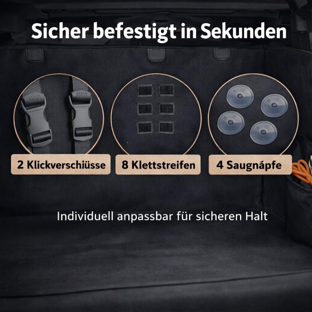 BigDean Kofferraumschutz Hund mit Seiten- und Ladekantenschutz - Universal Kofferraumdecke Hund wass