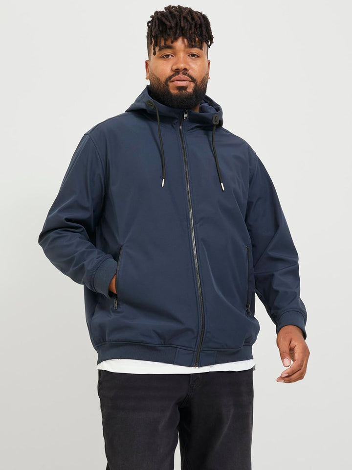 JACK & JONES Herren Jjebasic Softshell Hood Pls Jacke 5XL Navy Blazer, 5XL Navy Blazer