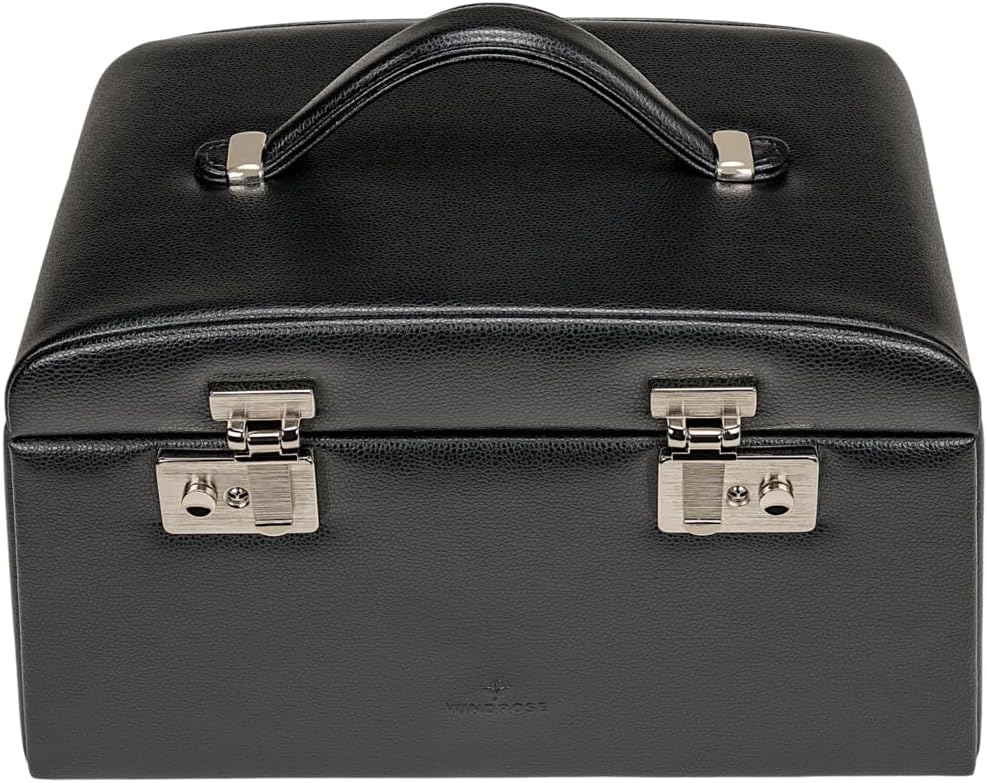 Windrose Schmuckkoffer Beluga/schwarz (Leder), Schwarz