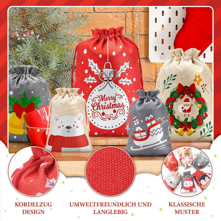 3 Grössen Adventskalender zum Befüllen, Adventskalender Selbst Befüllen Gross, Stoff Weihnachtskalen