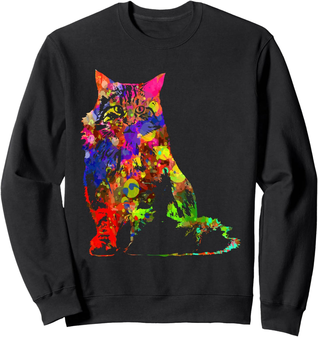 Maine-Coon-Aquarell-Hund, Männer, Frauen Sweatshirt