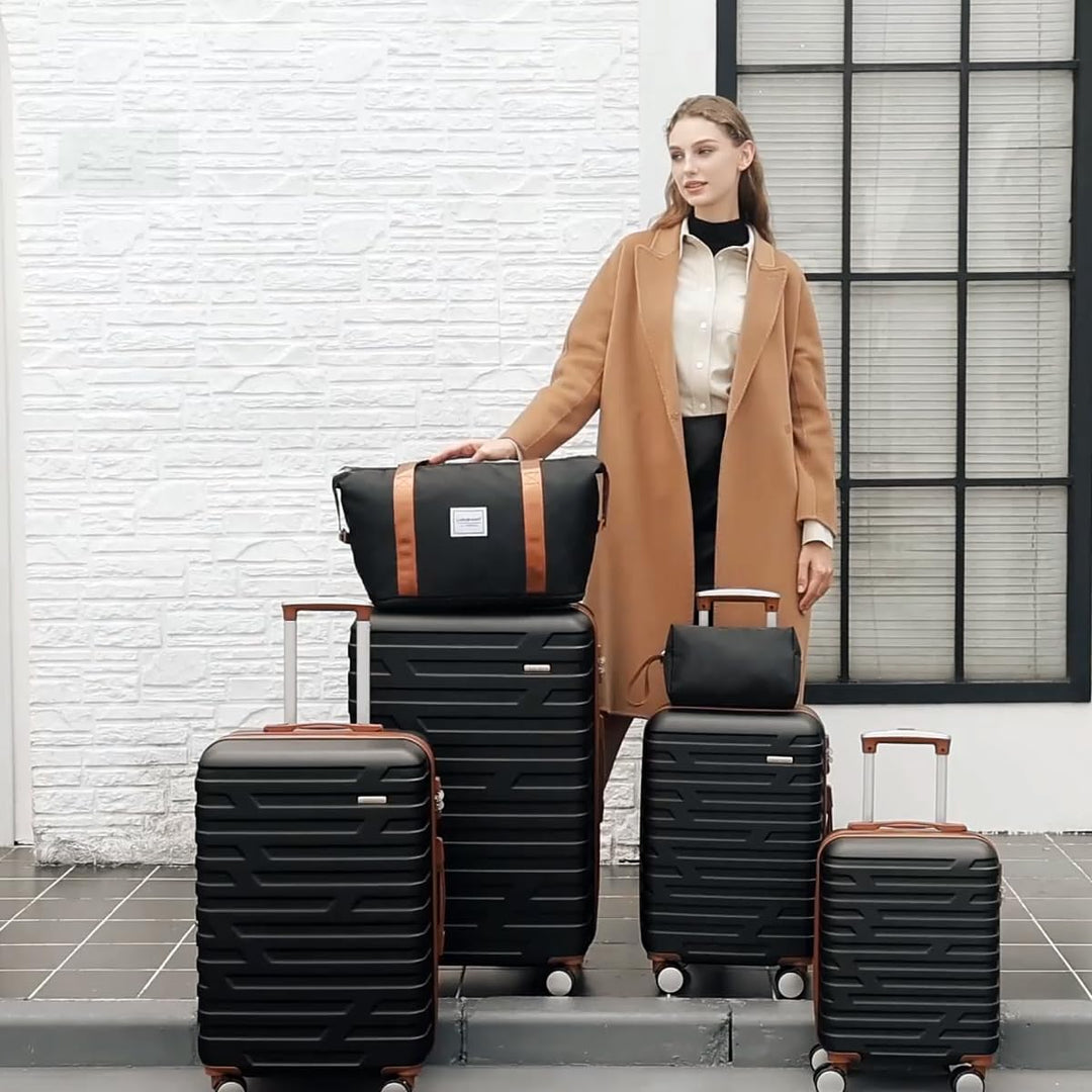 LARVENDER Kofferset 6 Teilig Hartschale Leicht ABS Erweiterbar Reisekoffer Haltbar Handgepäck Sets 4