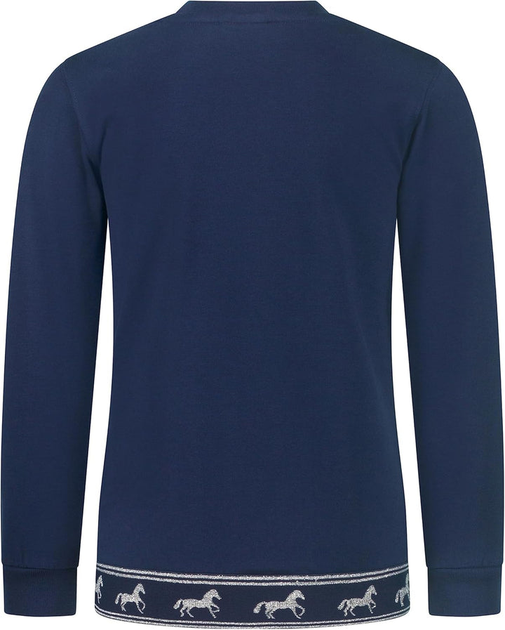 SALT AND PEPPER Mädchen Girls Sweat Horse Print Embseq Sweatshirt 128-134 True Navy, 128-134 True Na