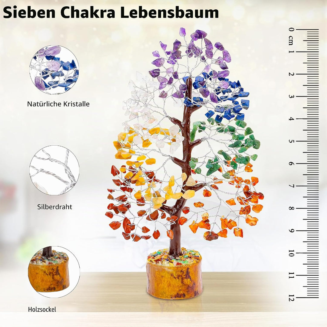 7 Chakra Tree of Life - Crystal Tree for Positive Energy, Feng Shui Decor - Handmade Gemstone Tree,
