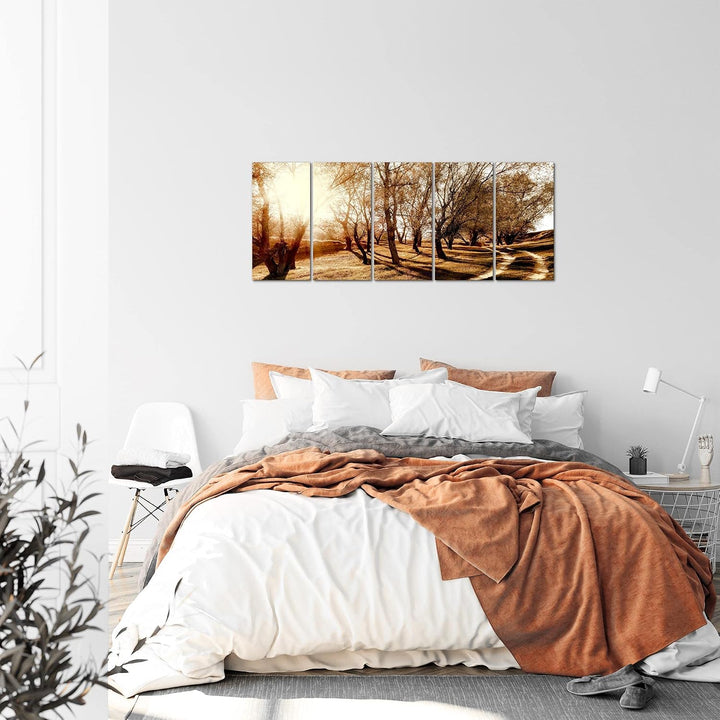 Runa Art Bild Wald Landschaft Wandbilder auf Vlies Leinwand 5 Teilig Wanddekoration Schlafzimmer Woh