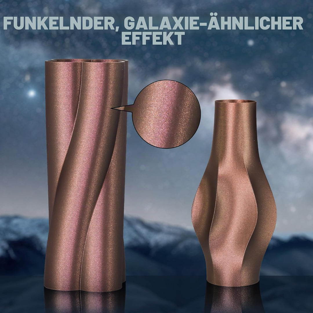 TINMORRY 4er Set Galaxy PLA Filament 1,75mm (je 750g 750g) für 3D-Drucker - Farbe: Magenta + Grün +