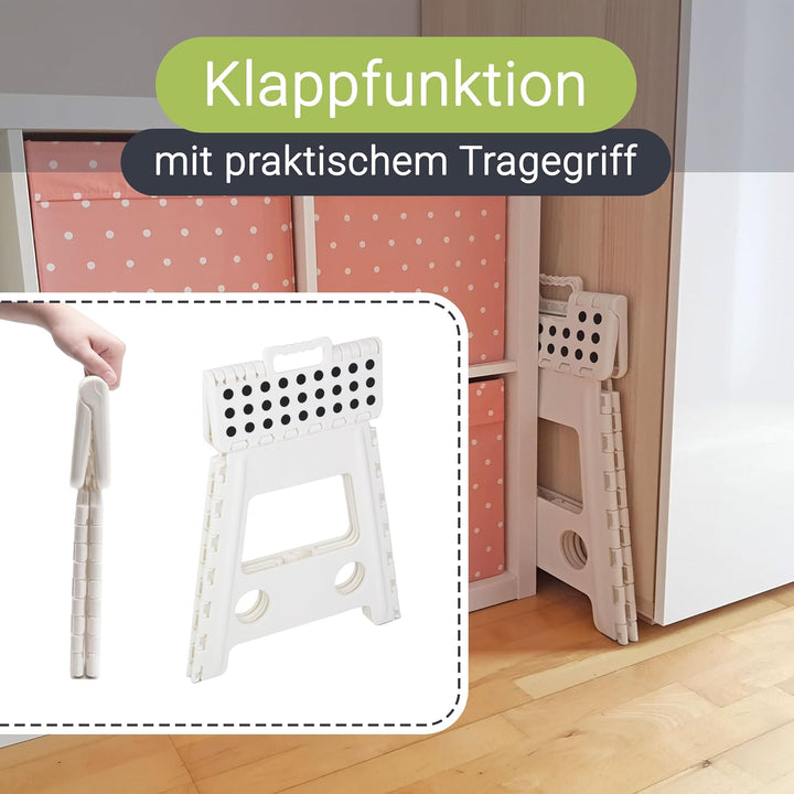 ZOLLNER Tritthocker faltbar - Klapphocker für Kinder und Erwachsene bis 120kg - Anti-Rutsch-Beschich