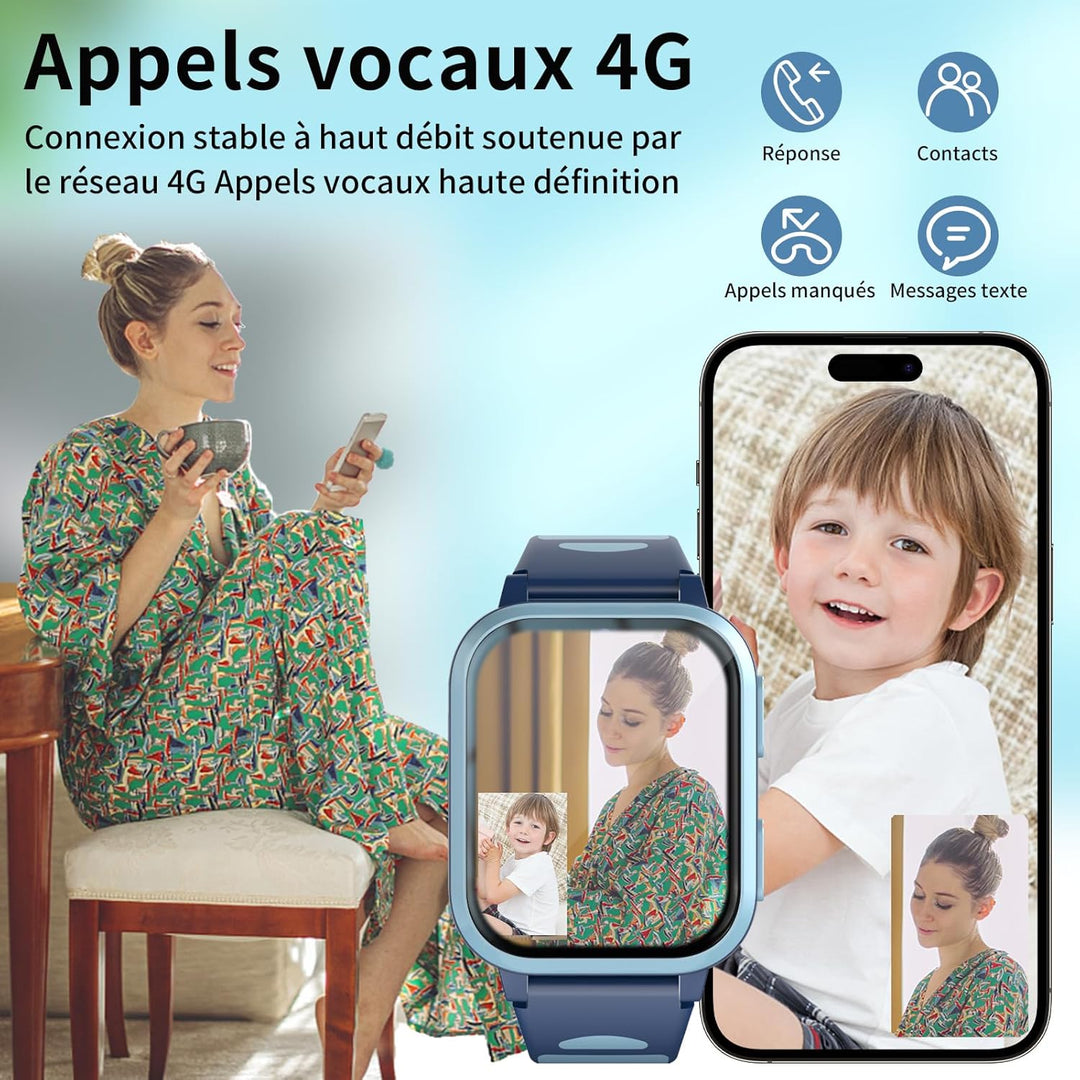Fitonme 4G Smartwatch Kinder GPS Tracker Uhr Telefon WLAN Wasserdichter Echtzeit-Position Videoanruf