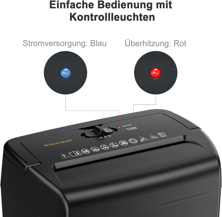 Bonsaii Home Office 10-Blatt Aktenvernichter, Kreuzschnitt Schredder für Papier und Kreditkarten, Si
