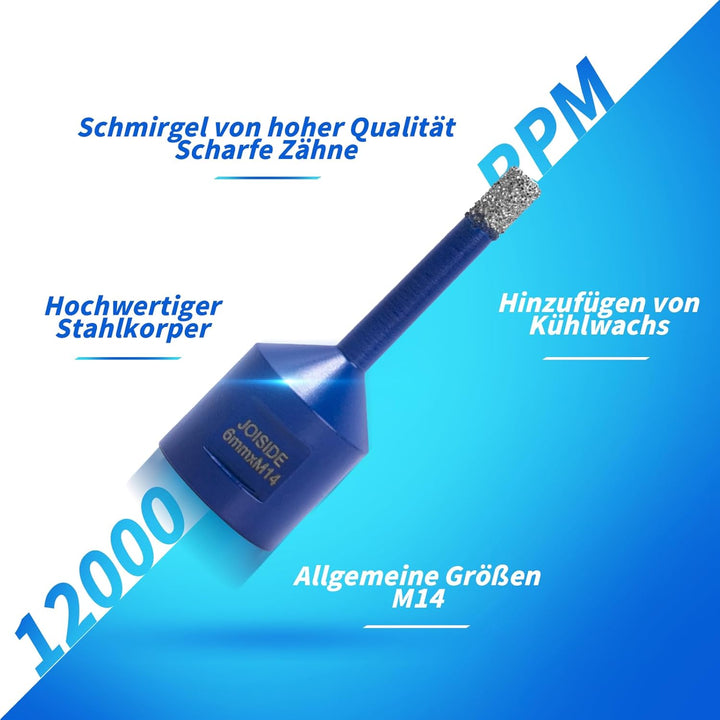 Fliesenbohrer 6 8 10 20 35mm x M14 5 Stücke Diamantbohrer Glasbohrer Fliesen Diamant Feinsteinzeug B