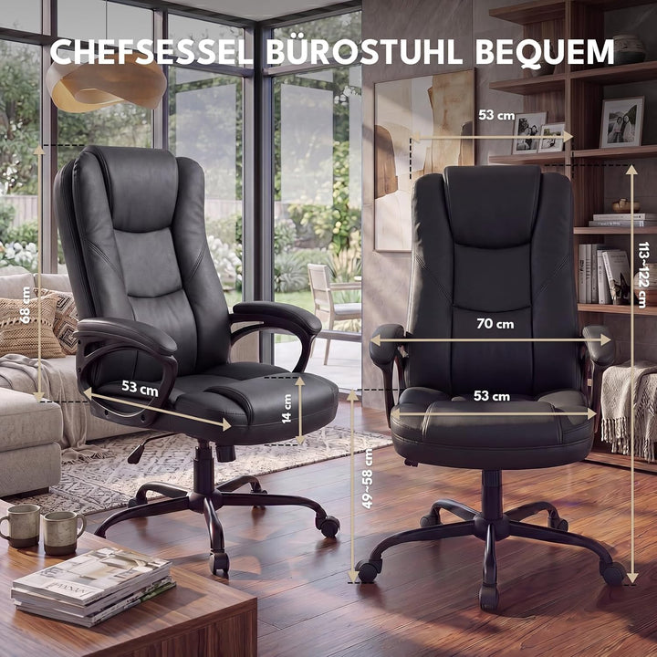 Bürostuhl mit Wippfunktion 150kg, Chefsessel Hohe Rückenlehne | Schreibtischstuhl Ergonomisch, Zonen