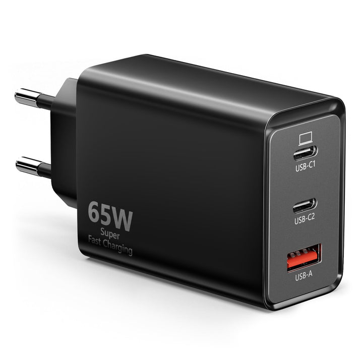 USB C Ladegerät 65W, 3-Port【2 USB C+1 USB A】USB-C Netzteil PPS Schnellladegerät PD+QC Charger kompat