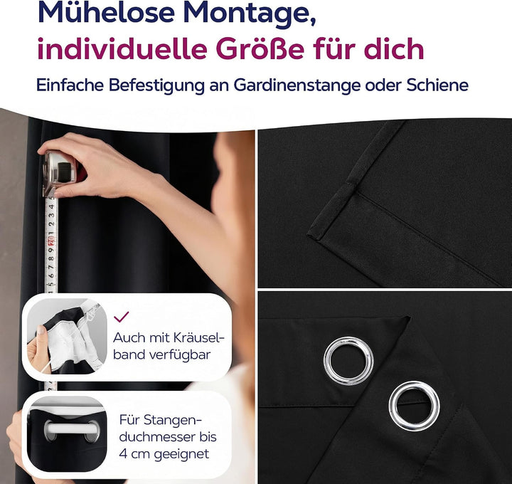 BEAUTEX Verdunkelungsgardine mit Ösen, Blackout Ösenschal Blickdicht abdunkelnd, Grösse und Farbe wä