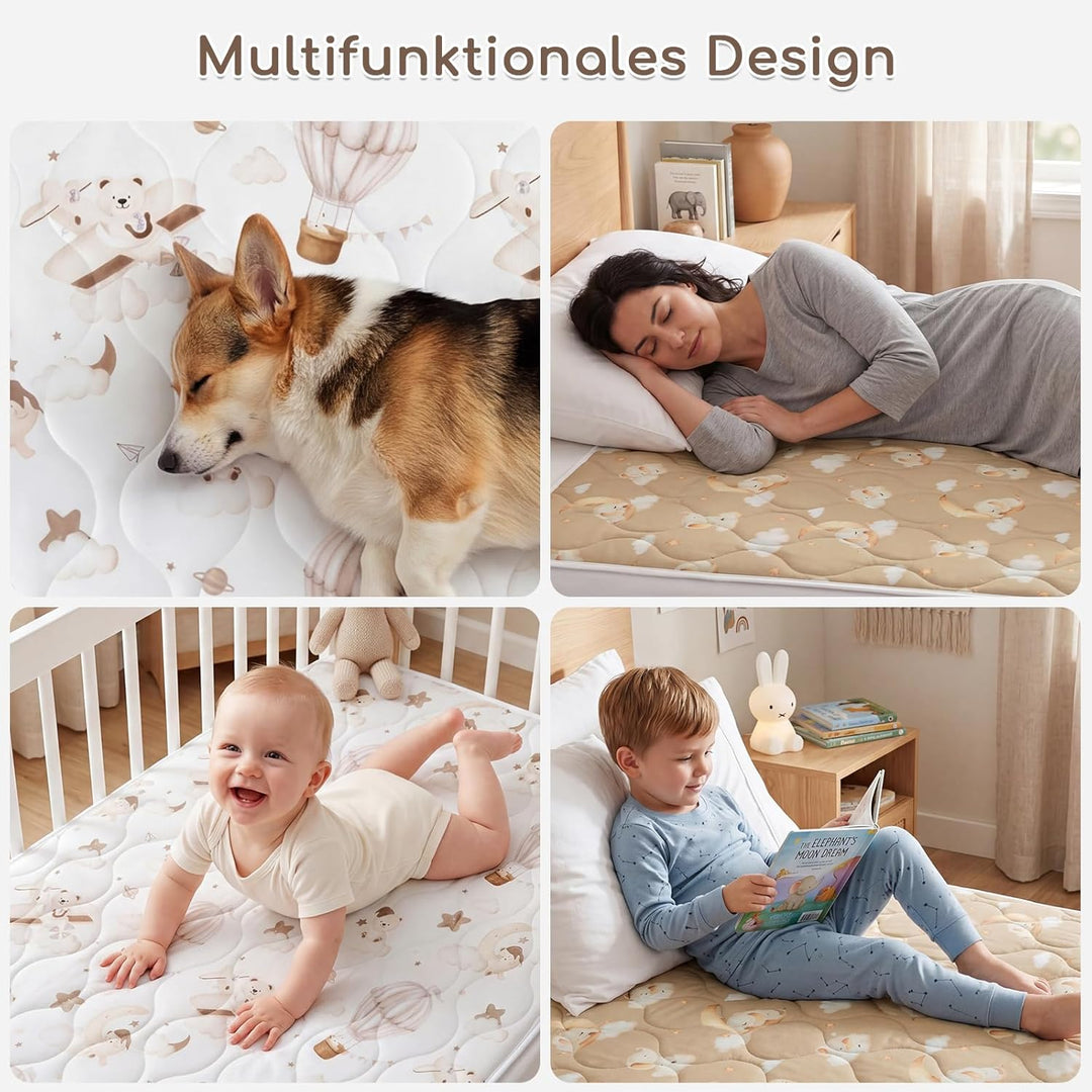 2er-Pack Bettunterlage Wasserdicht Kinder, Waschbar PIPI Unterlage Bett Kinder, Betteinlagen Inkonti