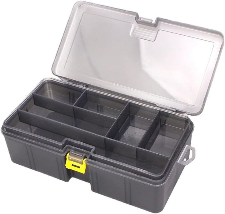 Köderausrüstungsbox, doppellagiges Angelzubehör, verstellbare Kunstköderhaken-Box zum Angeln, 21,5 x