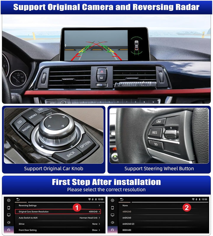 CAMECHO [8 Core 4+64G] Android 15 Qualcomm Autoradio für BMW Serie 3 4 F30 F31 F32 (2013-2017) für N