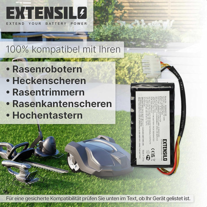 EXTENSILO Akku kompatibel mit AL-KO Robolinho 82, 82.8, 116, 3000, 3100, 4000, 4100 Rasenroboter Ras