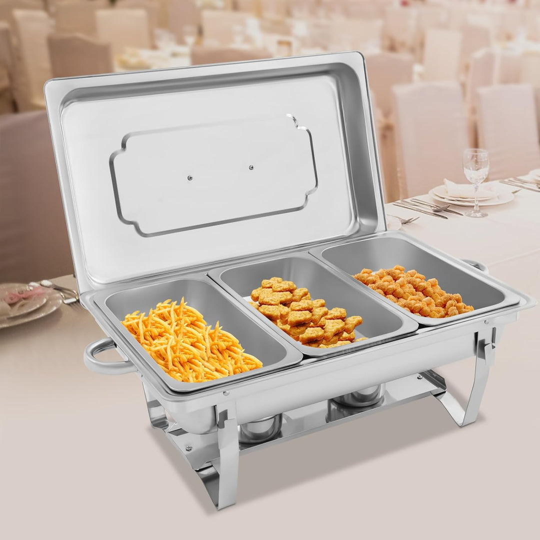 Edelstahl Warmhaltebehälter, 9 L Edelstahl 3 Grid Chafing Dish Speisenwärmer Warmhaltebehälter Recht