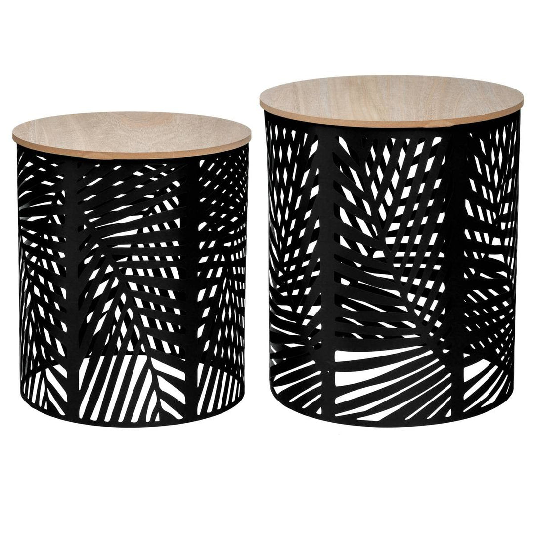 Set aus 2 Couchtischen Blätter schwarz - Schwarz - Atmosphera créateur d'intérieur cm Schwarz, cm Sc