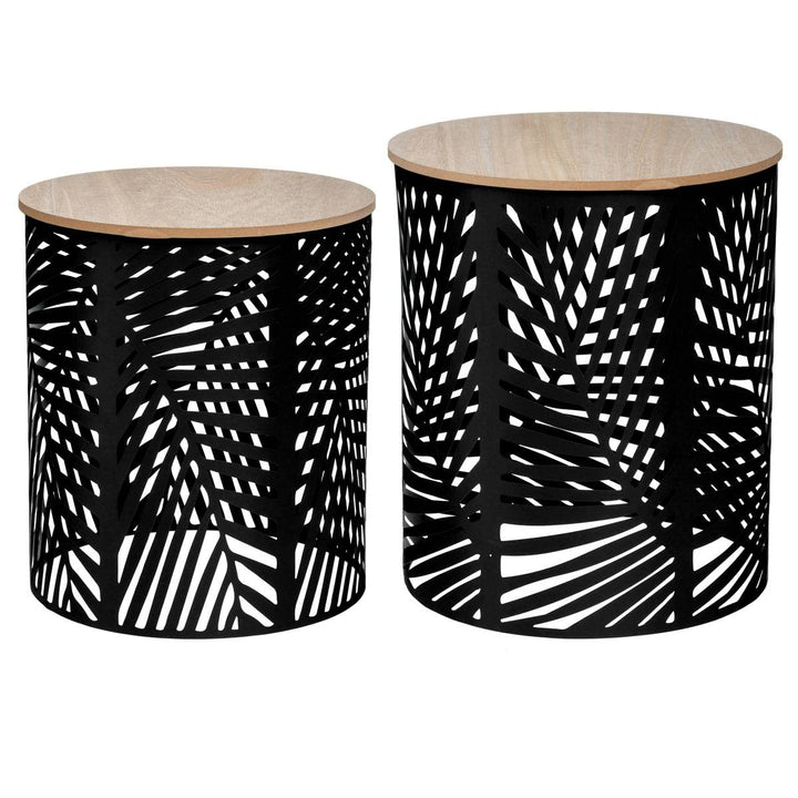Set aus 2 Couchtischen Blätter schwarz - Schwarz - Atmosphera créateur d'intérieur cm Schwarz, cm Sc