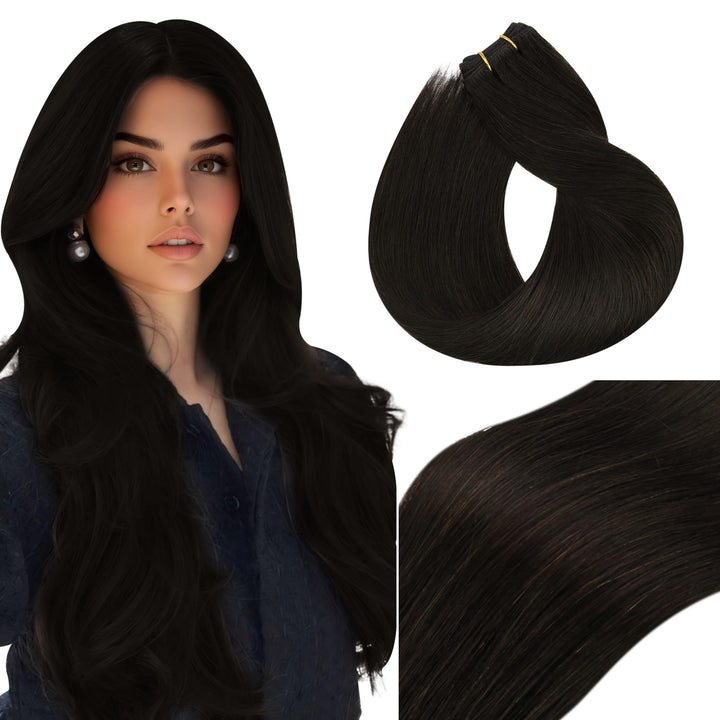 Vivien Braun Extensions Echthaar Tressen zum Einnähen 55 cm Dunkelbraun Tressen Extensions Echthaar