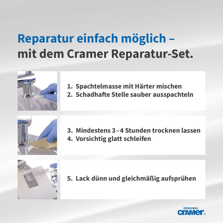 Cramer Reparatur-Set für Keramik, Emaille & Acryl, Manhattan-Grau, CRA16850DE, bei Abplatzungen & Kr
