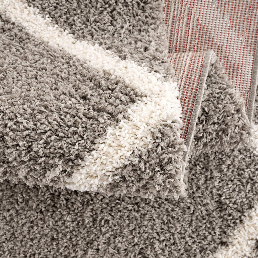 SANAT Madrid Shaggy Teppich Rund - Hochflor Teppiche für Wohnzimmer, Schlafzimmer, Küche - Grau, Grö