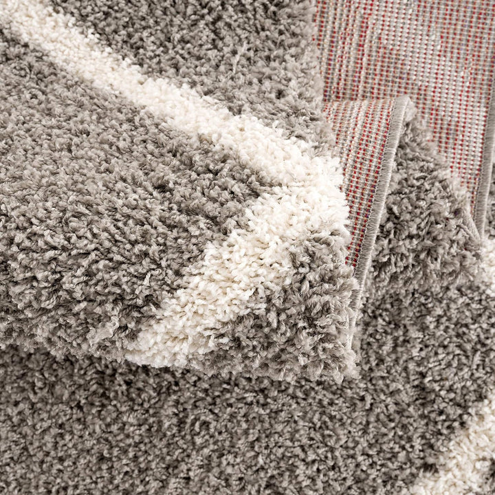 SANAT Madrid Shaggy Teppich Rund - Hochflor Teppiche für Wohnzimmer, Schlafzimmer, Küche - Grau, Grö