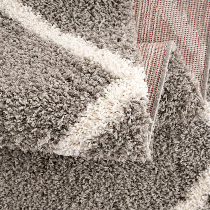 SANAT Madrid Shaggy Teppich Rund - Hochflor Teppiche für Wohnzimmer, Schlafzimmer, Küche - Grau, Grö