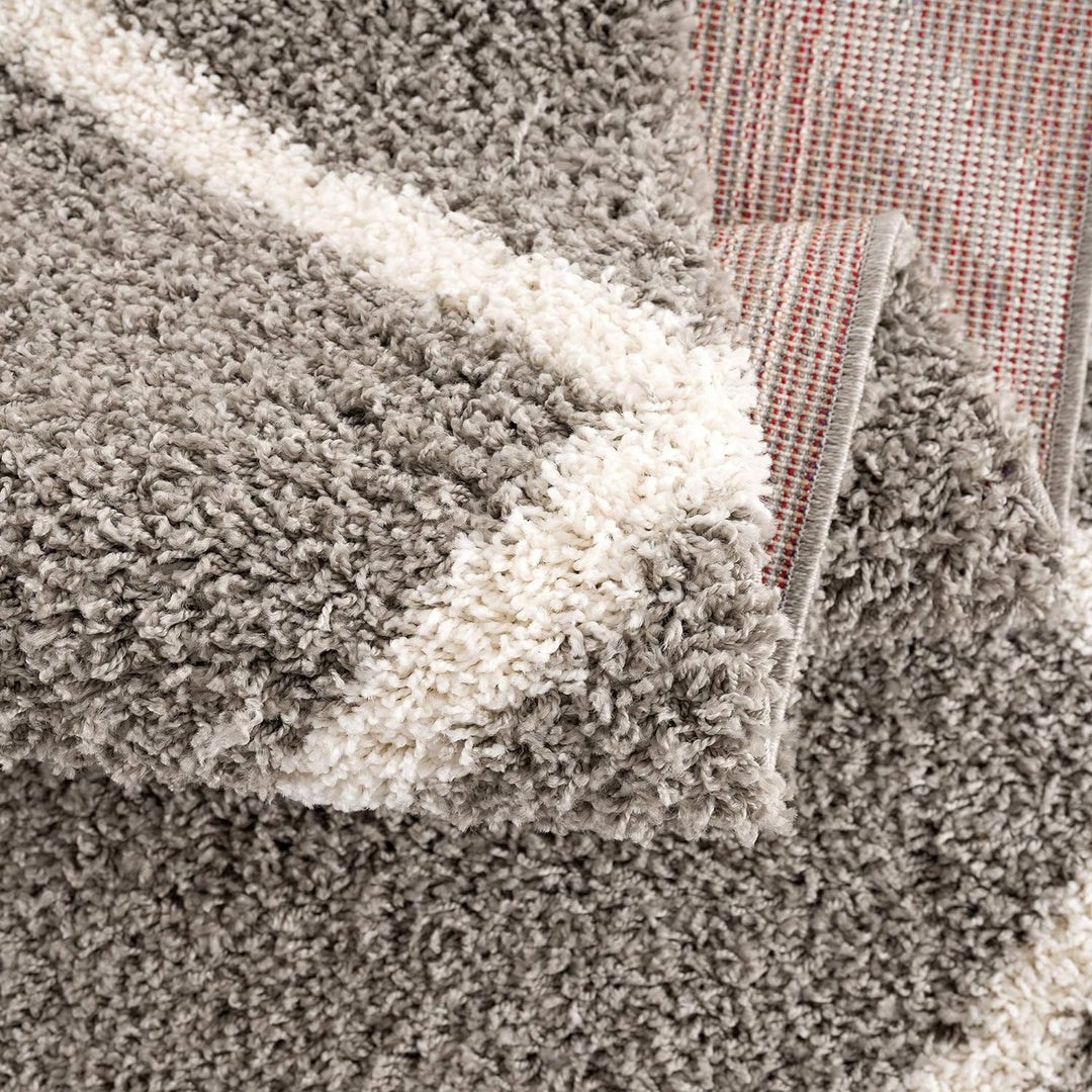 SANAT Madrid Shaggy Teppich Rund - Hochflor Teppiche für Wohnzimmer, Schlafzimmer, Küche - Grau, Grö