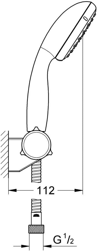 GROHE wassersparende Handbrause Duschkopf, Tempesta 100 Set inkl. Wandhalter, EcoJoy, 2 Strahlarten,