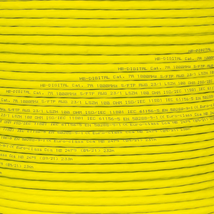 HB-DIGITAL 100m CAT.7a Netzwerkkabel Gelb Verlegekabel Ethernet LAN AWG23 Reines Kupfer S/FTP PiMF L