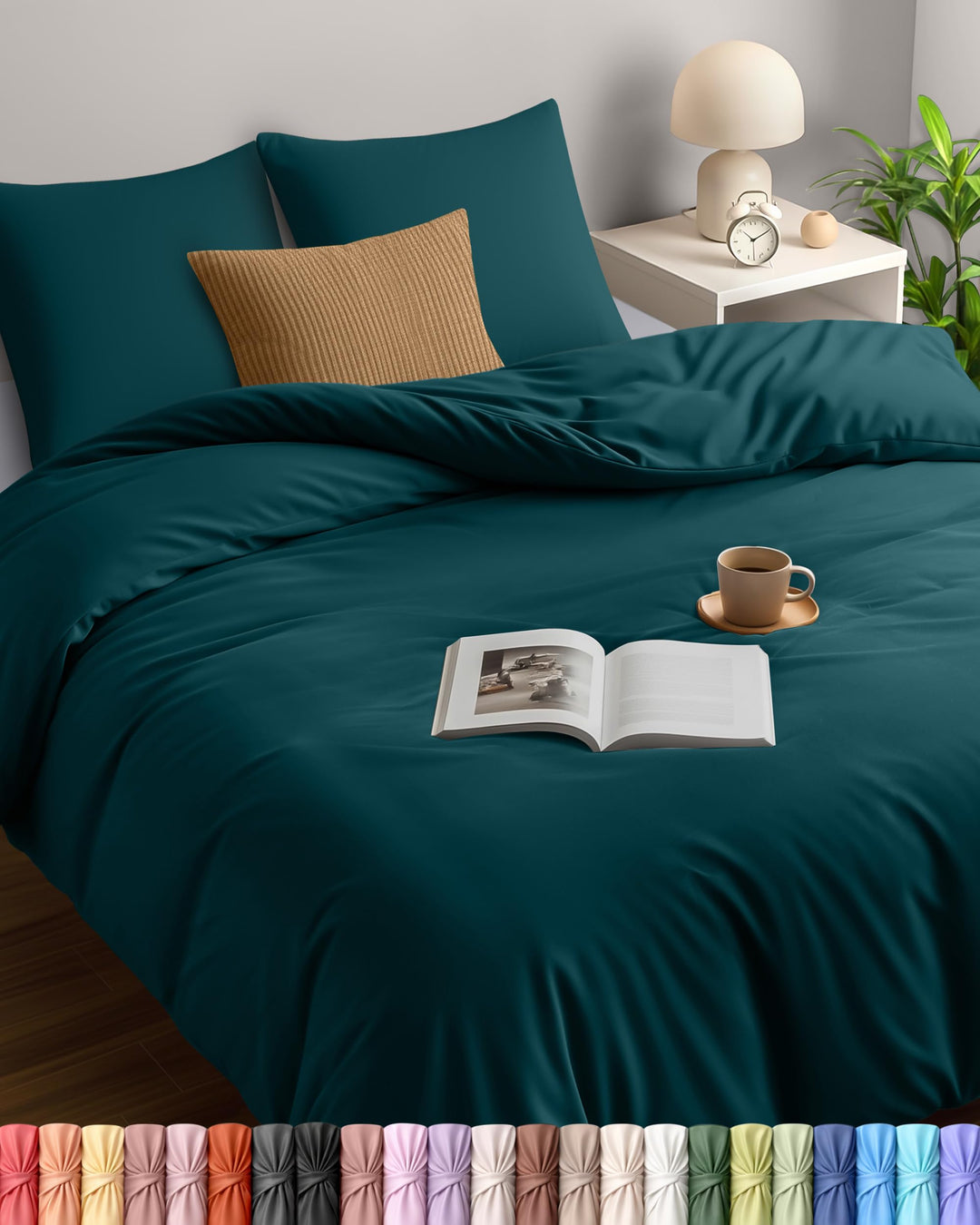 Utopia Bedding Bettwäsche Set - Mikrofaser Bettbezug 260x240 cm + 2 Kissenbezüge 65x65 cm - Blaugrün