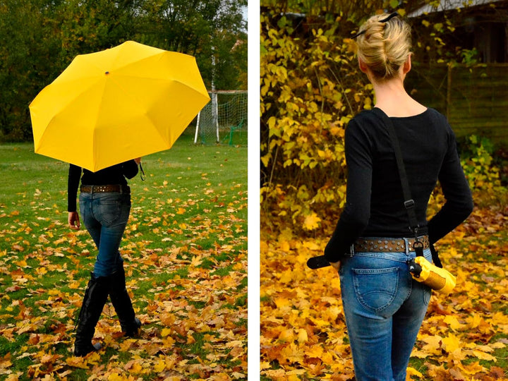 iX-brella Trekking XL Taschenschirm 115 cm gross mit Umhängetasche yellow, yellow