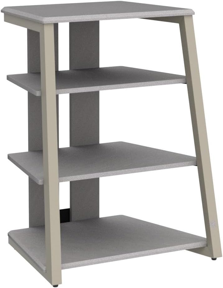 FITUEYES Design HiFi Rack aus Holz & Stahl, HiFi Regal mit verstellbaren Ablagen & Kabelmanagement,
