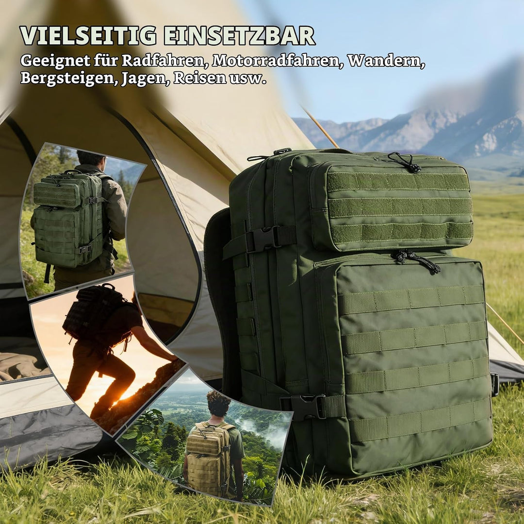 Militär Rucksack Herren,45L Gross Rucksack Wasserdicht Outdoor Assault Survival Wanderrucksack Herre
