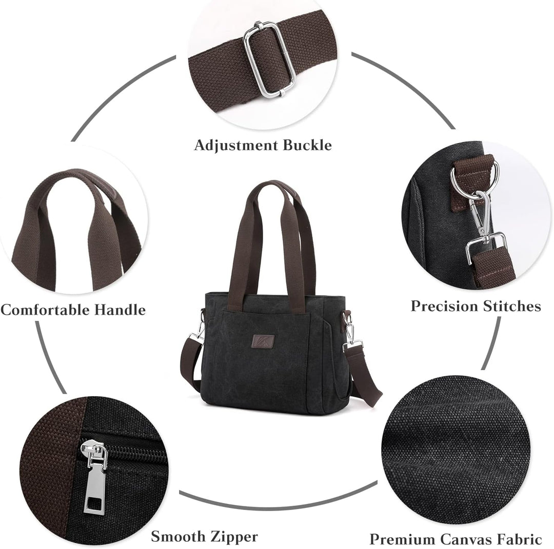 PORRASSO Damen Umhängetasche Segeltuch Handtasche Casual Schultertasche Hobotasche mit Mehreren Tasc