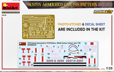 Mini Art 550039016 Miniart WWI 1:35 - Austin Armored Car (Irland 1919-21) Automobil Plastik Bausatz,