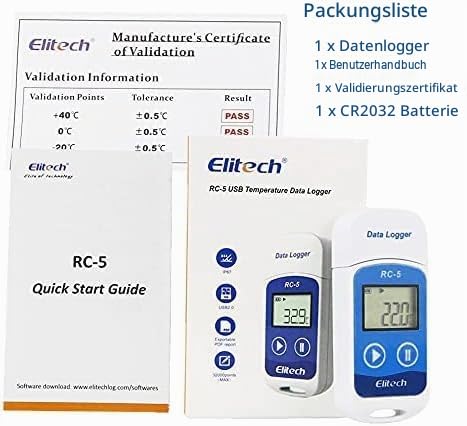 Elitech RC-5 Temperatur Datenlogger Mini USB Temp Rekorder Interner Sensor PDF&amp;CSV-Berichte Hohe Gen